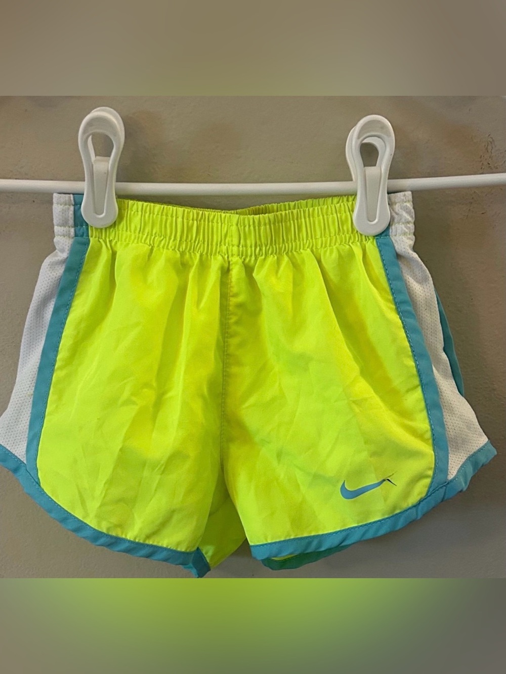 Nike Girls' Neon Yellow Shorts with Teal Trim